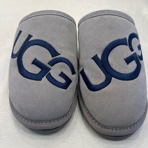 UGG Slate Gray Slippers with Navy Logo